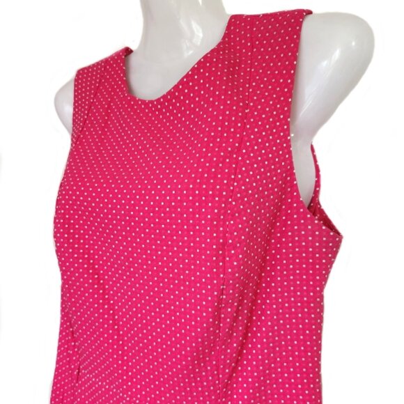 Calvin Klein Pink with White Polka Dot Sleeveless Bodycon Dress Size 8 - Picture 2 of 5